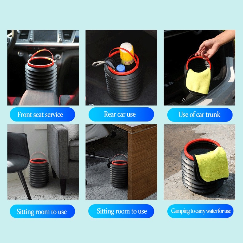 Tempat Sampah Lipat Portable 4L Bahan Tebal Tahan Air Untuk Mobil