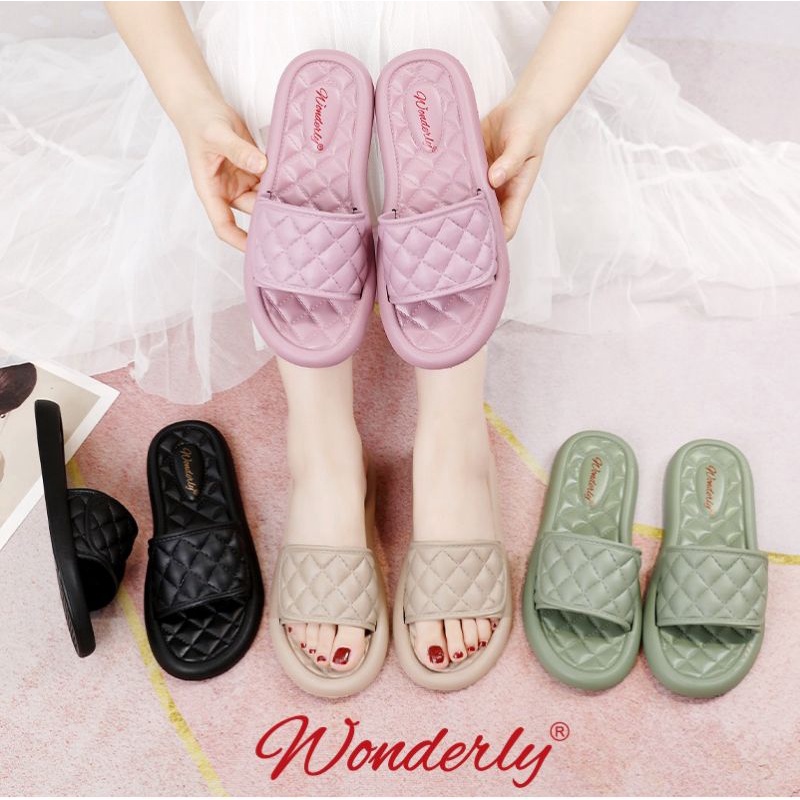 Wonderly Sandal Slop Wanita Flat 2026-1 PVC