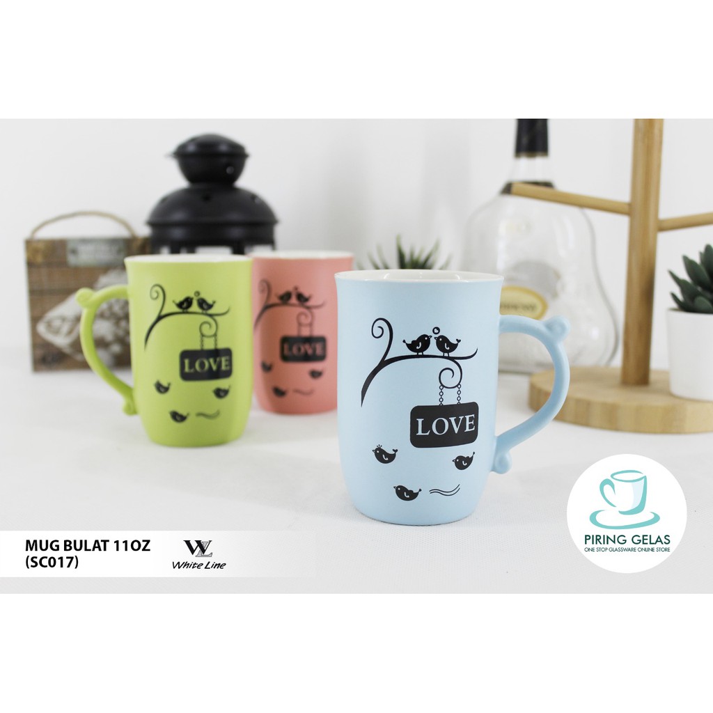 White Line Mug Keramik Lucu Mug Murah Meriah Gelas Kopi Gelas