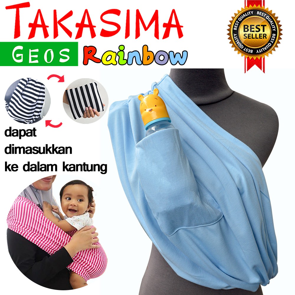 GEOS RAINBOW TAKASIMA plus KANTUNG Geos GENDONGAN KAOS MURAH TAKASIMA GENDONGAN SIMPLE SLING