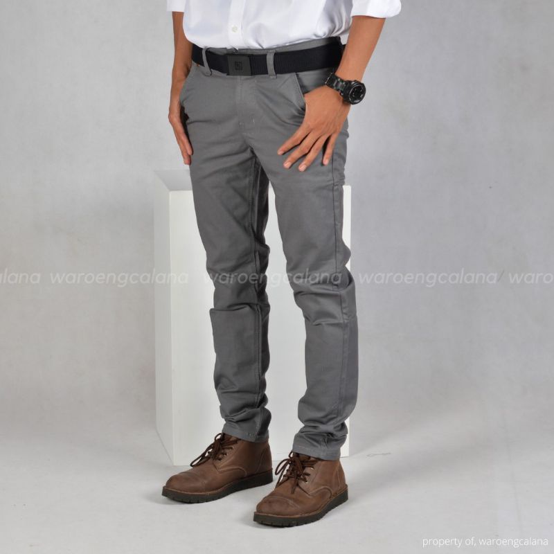 CELANA CHINO PANJANG ABU MUDA / CHINO SELIMFIT / CELAN CHINO GREY