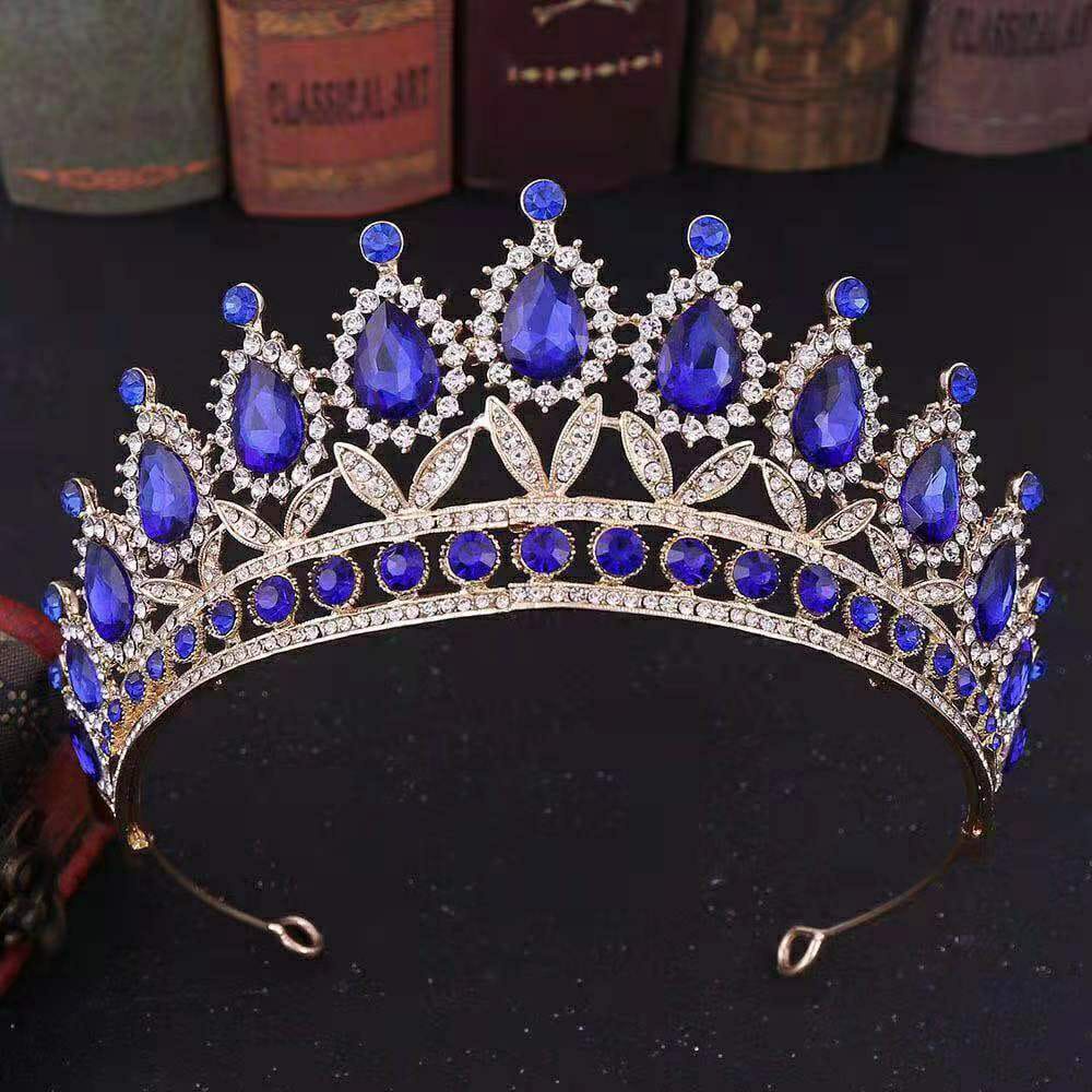 Clara Crown - Rhinestone Crystal Wedding Crown Bride Tiara Princess Queen Diadem - Mahkota Pengantin
