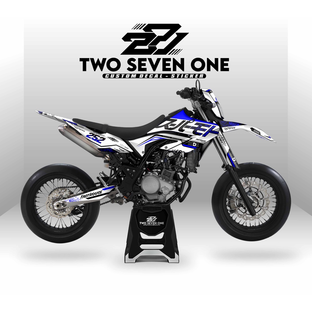 DECAL YAMAHA WR 155 FULL BODY/SUPERGLOSSY/PREMIUM/CUSTOM/VARIASI PUTIH BIRU MOTIF LIQUID