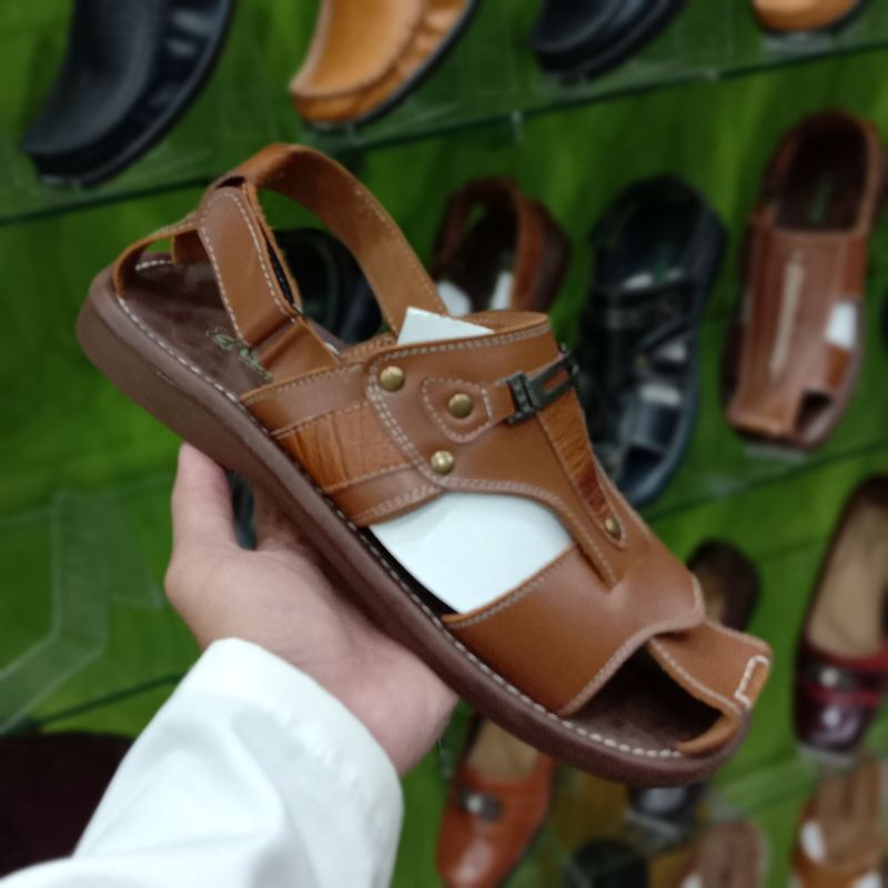 Sendal sepatu pria Sandal kulit Sandal tali belakang berkualitas sandal claway
