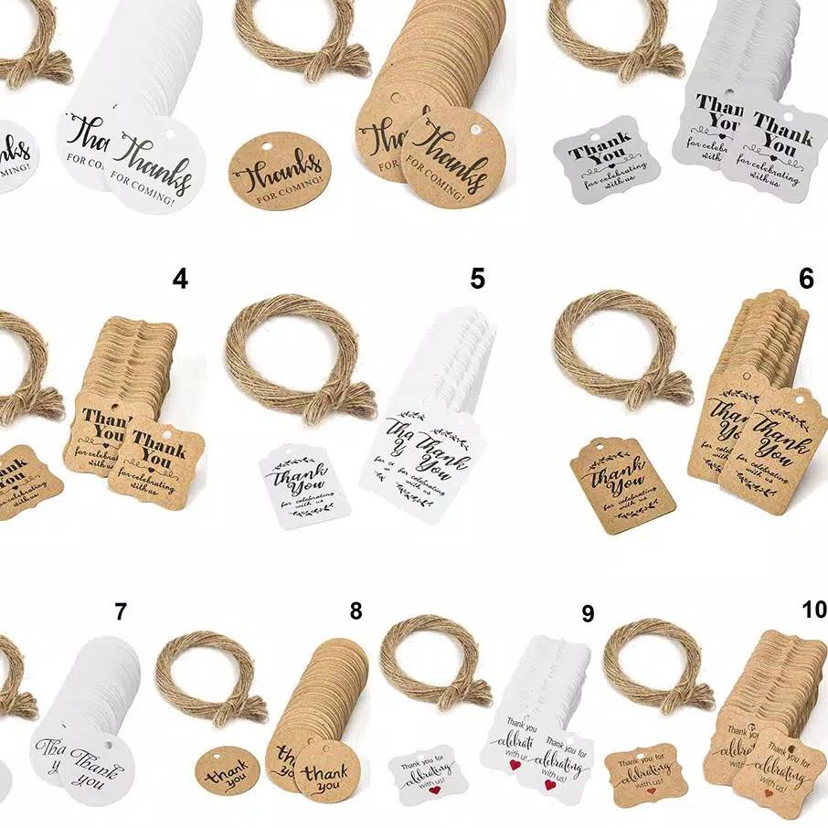 

KR7 100 pcs Tag Label Tulisan Thank You untuk Hadiah Ready