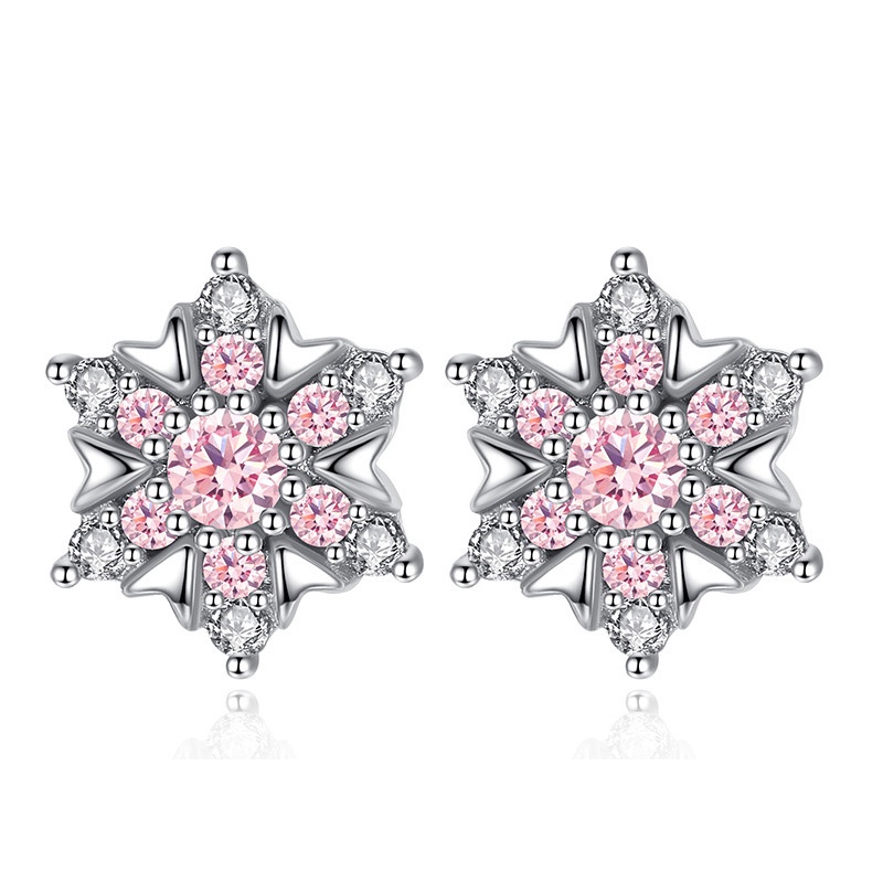 Anting Perak 925 Wanita Oktagonal Snowflake Fashion Perhiasan/Subang Telinga anting perempuan