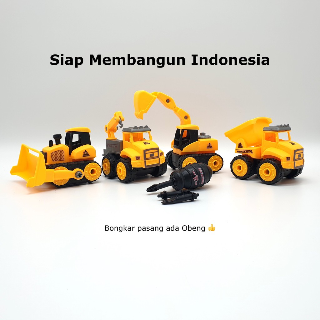 Toko Mainan  ALFA 4 Pcs DIY Assemble Engineering Truck 