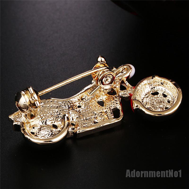 (Adornmentno1) Bros Pin Enamel Desain Motor Hias Kristal Berlian Imitasi