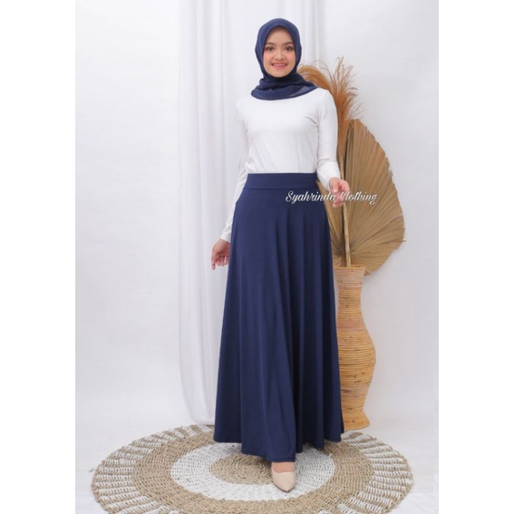 Rok Panjang Payung Polos Lebar Wanita Jersey Premium Import Rok Lebar Hitam Bawahan Wanita