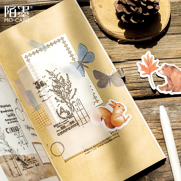 45Pcs Stiker Motif Hutan Musim Gugur untuk Scrapbook / Jurnal / Diary-4