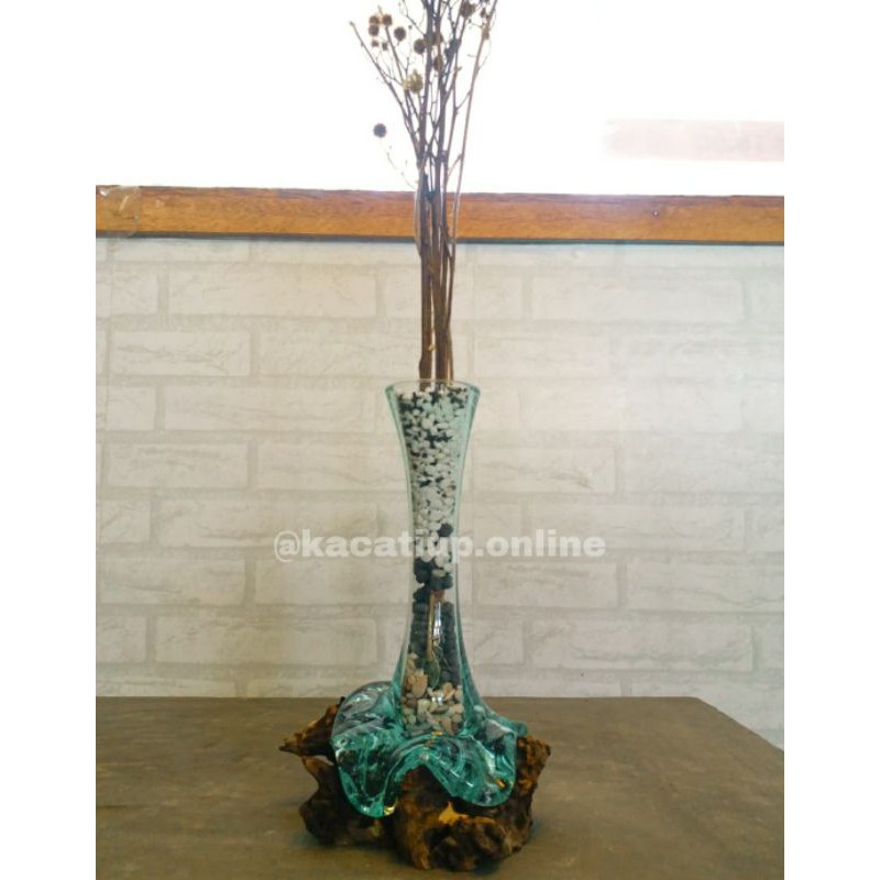 Vas Bunga kaca murah kaca tiup akar kayu utk sukulen pot kaktus