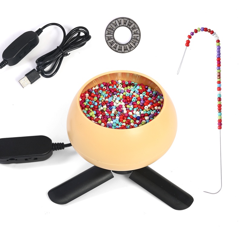 Spin Beading Bowl Loader kecepatan yang dapat disesuaikan dengan jarum manik -manik melengkung untuk manik -manik biji DIY