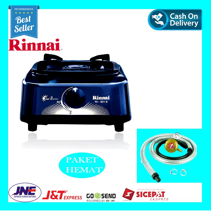 Paket hemat Rinnai RI-301S Kompor Gas 1 Tungku + Selang Regulator SNI Caisar