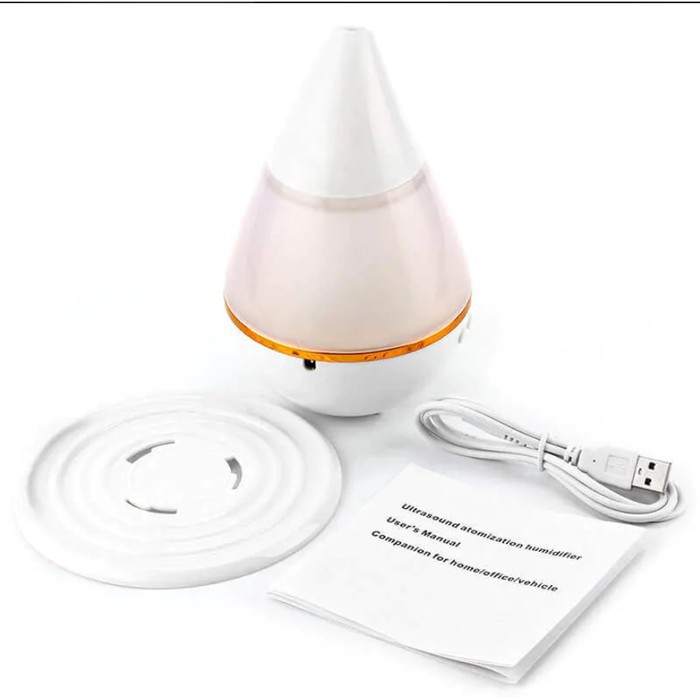 Pelembab Udara Water Drop Ultrasonic Humidifier Diffuser 7 Color LED Lights Auto Off H121 250ml jnp