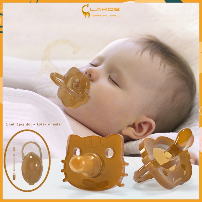 Dot bayi empeng bayi bahan silikon dengan rantai dan Kotak - round head