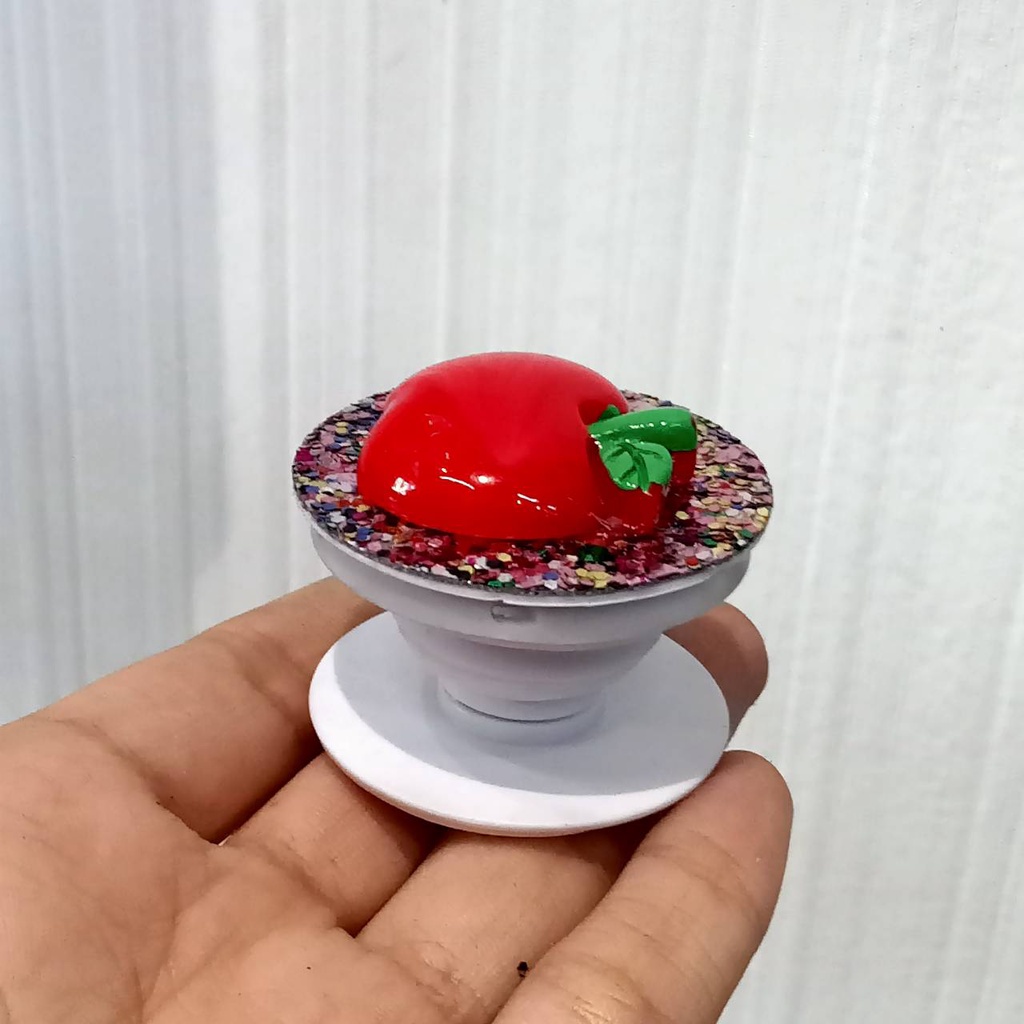 Popsocket Fruit glitter Summer Soft Silicon Pop Socket Phone Holder Stand Grip Buah