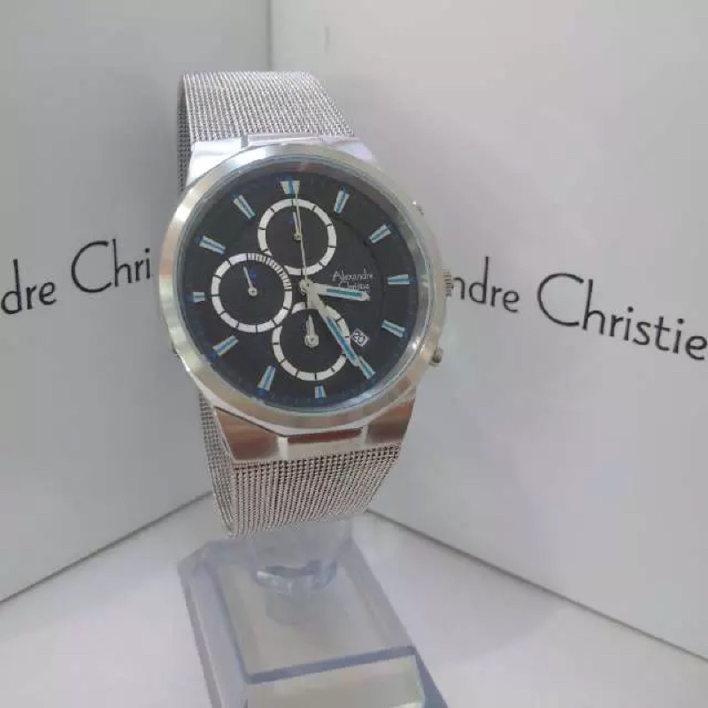 JAM TANGAN PRIA ALEXANDRE CHRISTIE AC 6331 / AC6331 SILVER BLACK ORIGINAL