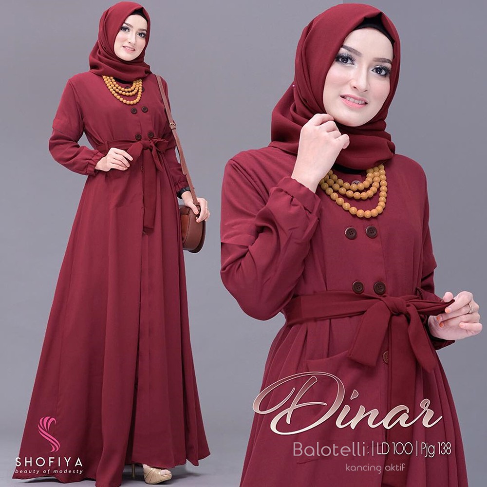 Baju Gamis Muslim DINAR DRESS All Size 4 Varian warna