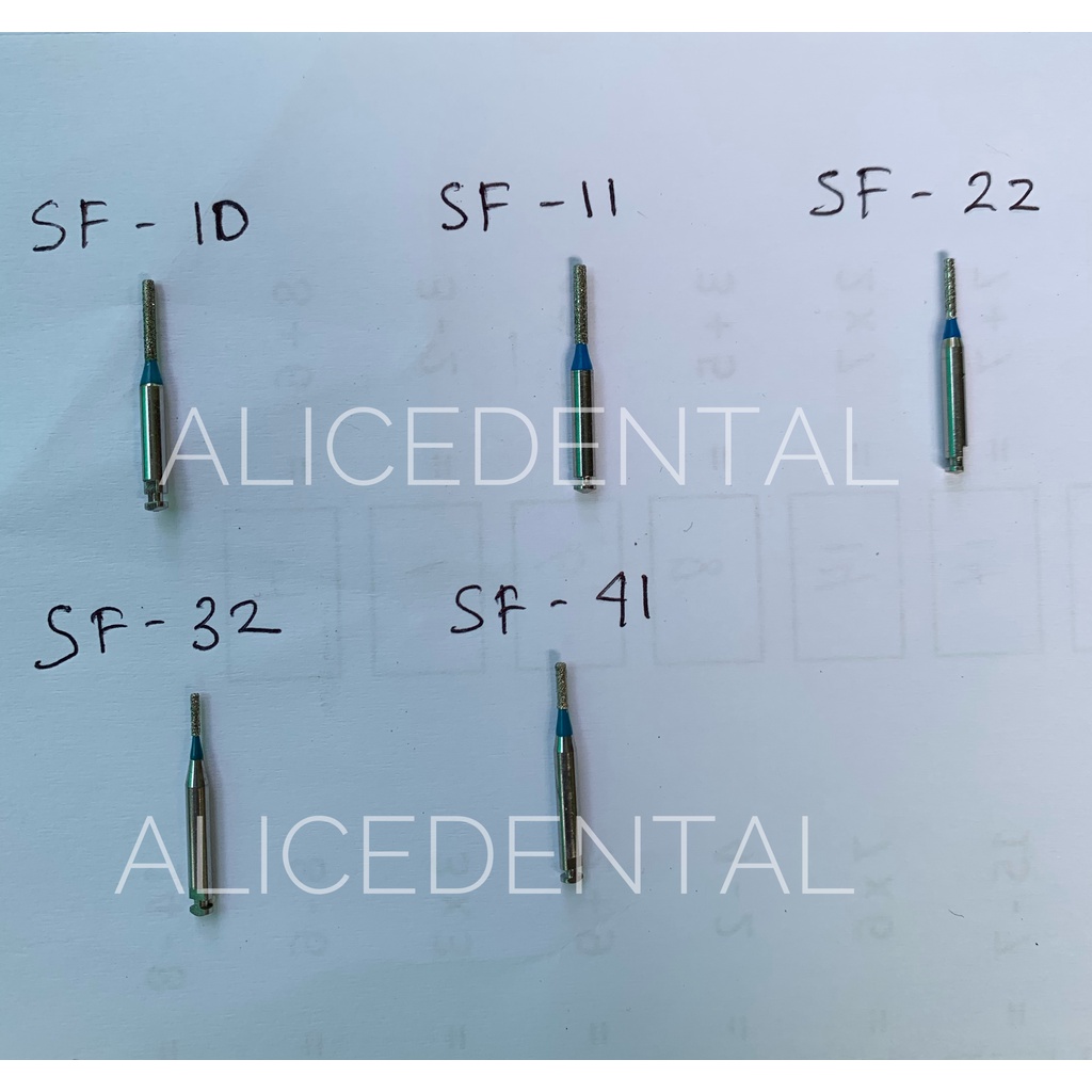 Dental diamond bur lowspeed micromotor bur preparasi konservasi gigi contra angle bur round bulat silindris fissure fisur inverted flame torpedo low speed bur mikromotor