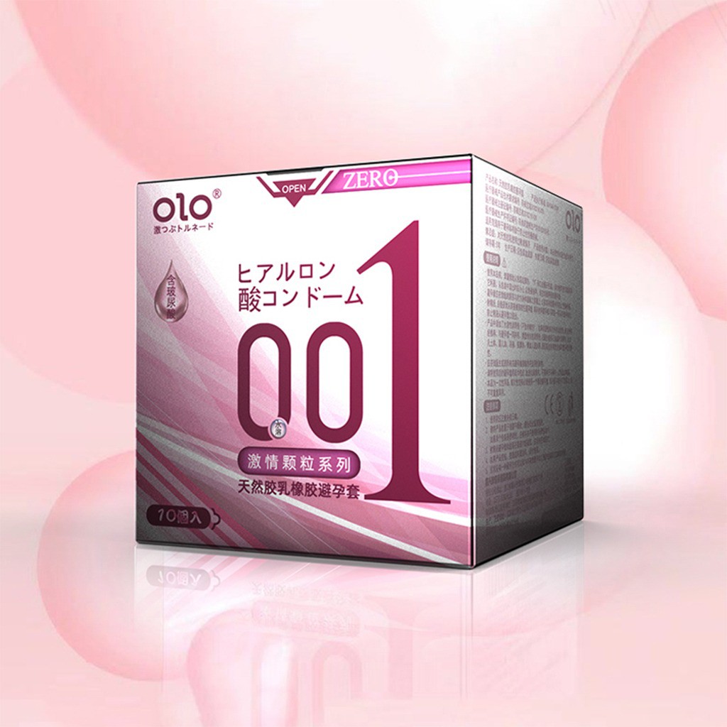 Kondom OIO OLO 001 Condom SUPER THIN &amp; SOFT WITH PINKY DOTTED CLIMAX SENSATION 1 Kotak isi 10 Pics