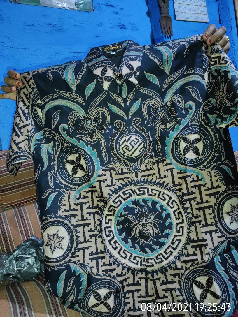 Batik Pria Cakra Navy Prndek Full Furing Katun Cabut Primisima Size M-xxl Asli Solo