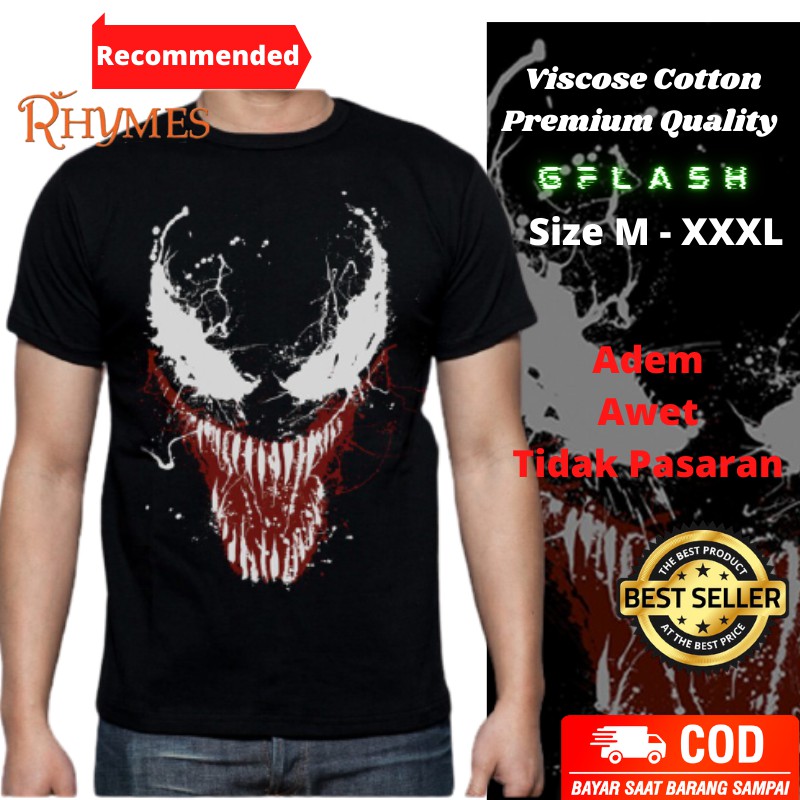 Kaos Tshirt Venom Baju Big Size XL-XXXL Superhero Cowok Rhymes Import Pria Dewasa