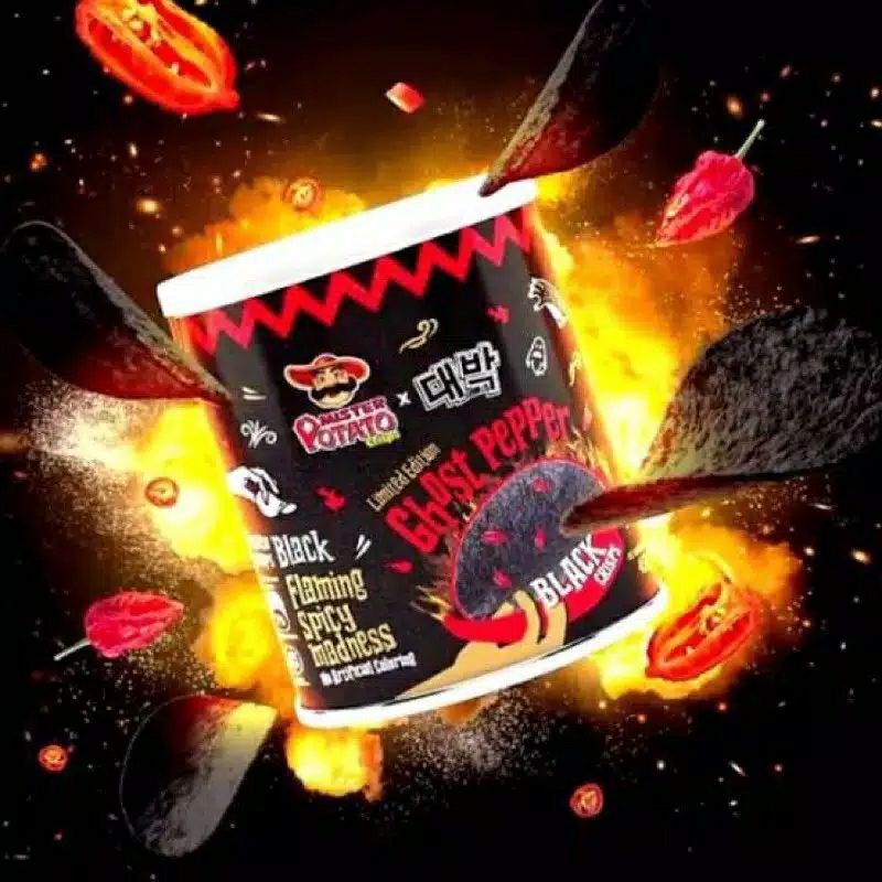 Mister Potato Ghost Pepper black crisps limited edition / keripik kentang hitam Mr Potato spicy