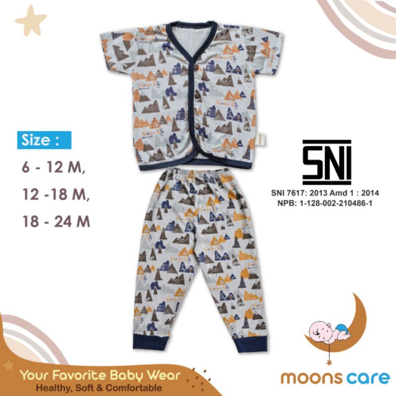 SML MOONS setelan kancing campur Premium | Setelan Baju Pendek Celana Panjang Piyama