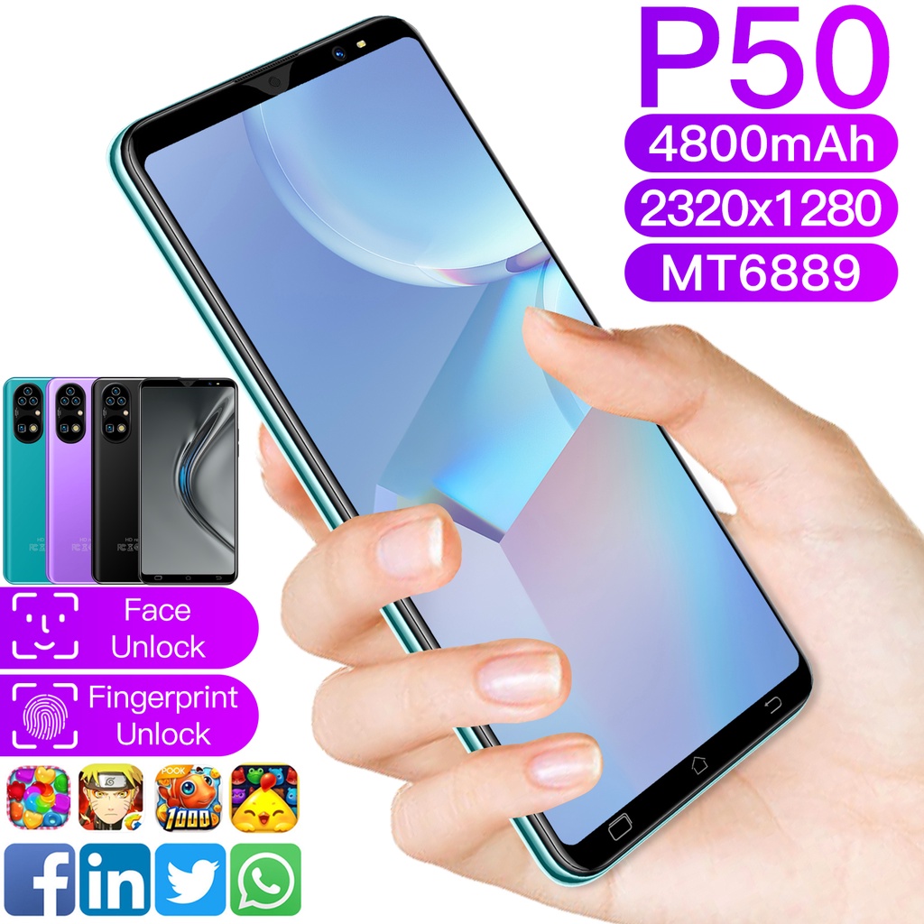 【Bisa COD】HP Ponsel Pintar Baru P50 5.5 inci HD Kamera hp murah Android RAM 6GB + ROM 128GB Original