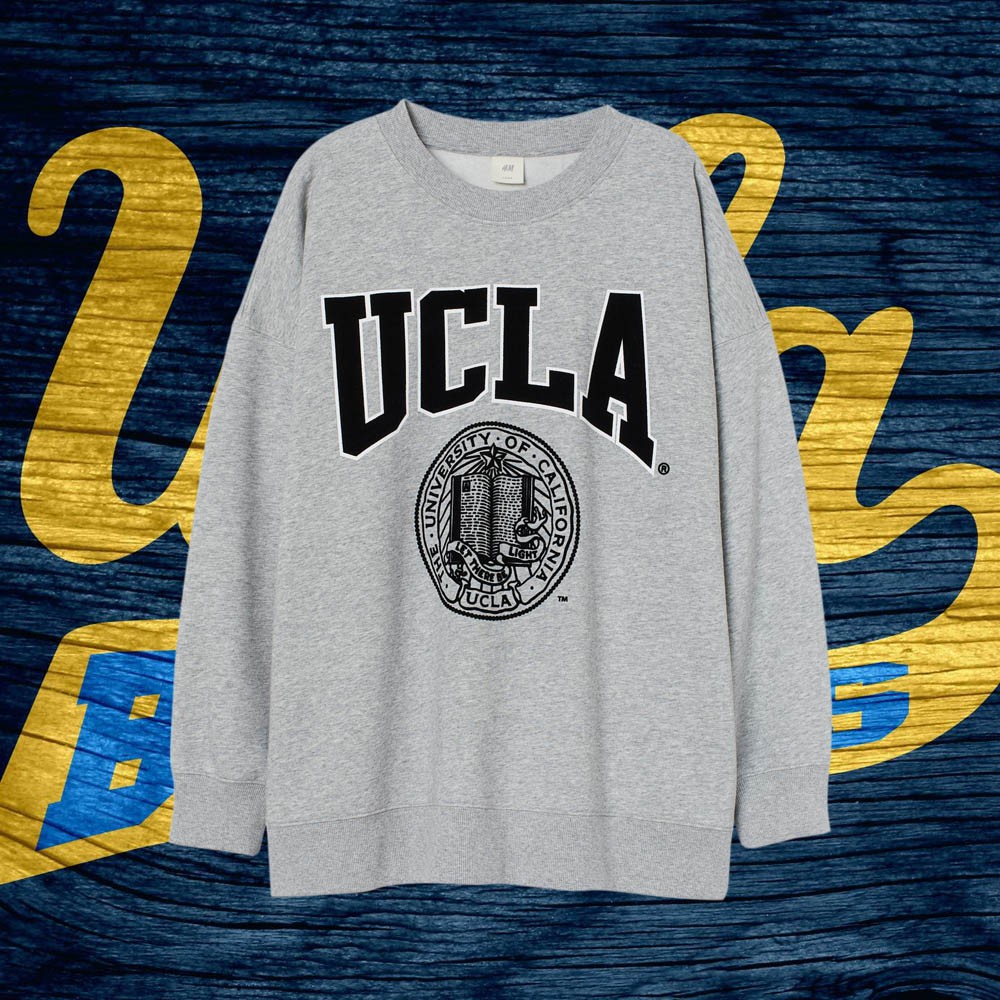Crewneck UCLA Abu / HItam Premium Untuk Wanita Pria Lucu Dan Oversize