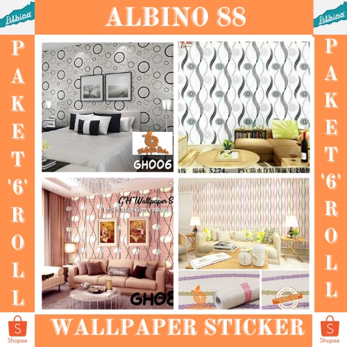 Termurah Bisa COD Paket Wallpaper Sticker Dinding 6 Roll_Wallpaper Sticker Dinding Hight Quality Premium Motif Salur Ulir_Wallpapaper Dinding Dekorasi Rumah_Wallpaper Dinding Multifungsi