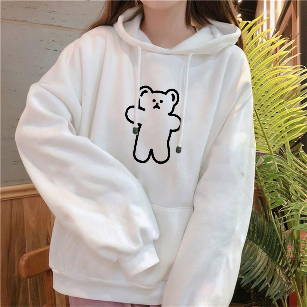 Parisdivarious Sweater Hoodie Jemper Lis Bear Bahan Fleece Size S - XXL (Pria &amp; Wanita)