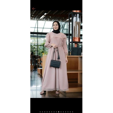 Kayla Maxy  Combi Tile Dot Baju Gamis Pesta Remaja (PROMO)