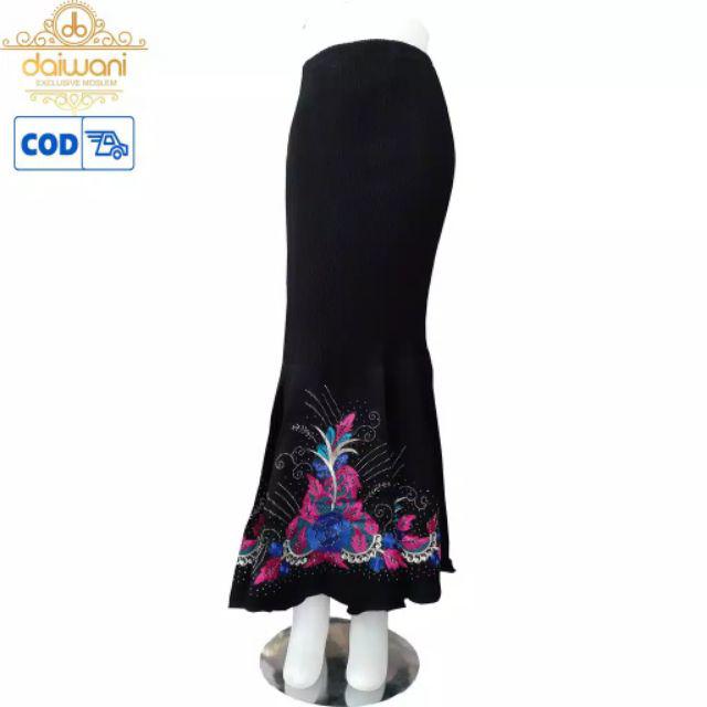 Rok Duyung Bordir Kombinasi Plisket Motif Bunga Allamanda Premium Quality