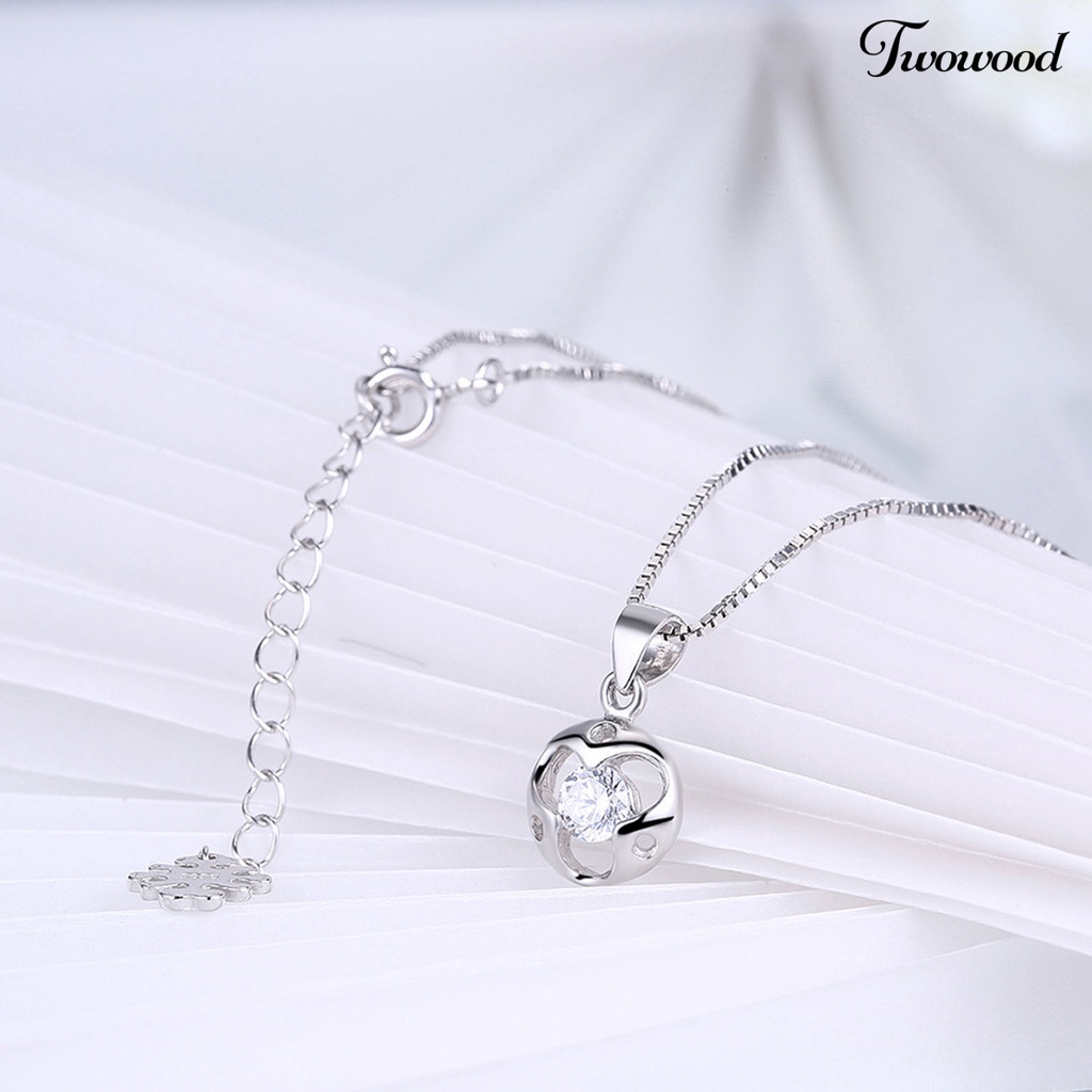 Kalung 925 Silverhoo Bentuk Lingkaran Model Hollow Bahan Cubic Zirconia Untuk Pesta