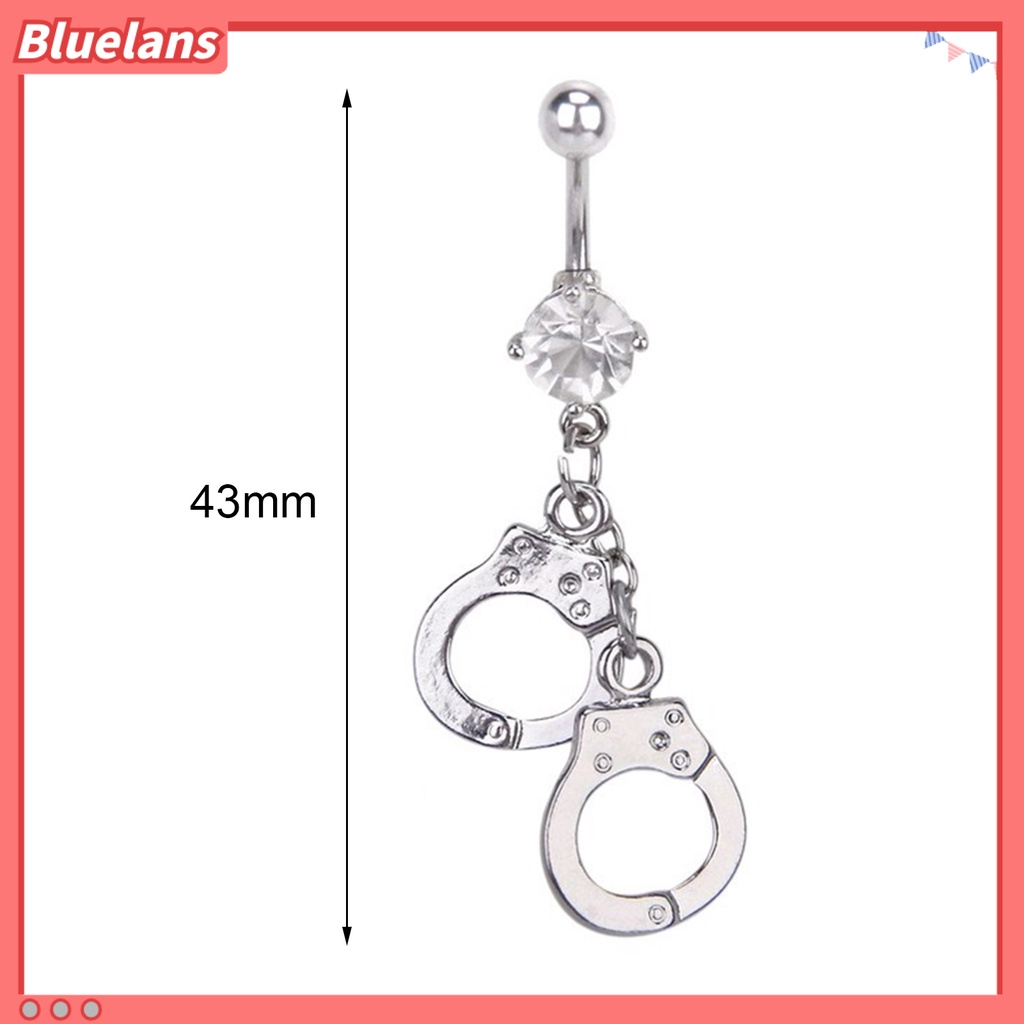 Bluelans Women Handcuffs Rhinestone Body Piercing Navel Belly Bar Button Barbell Ring