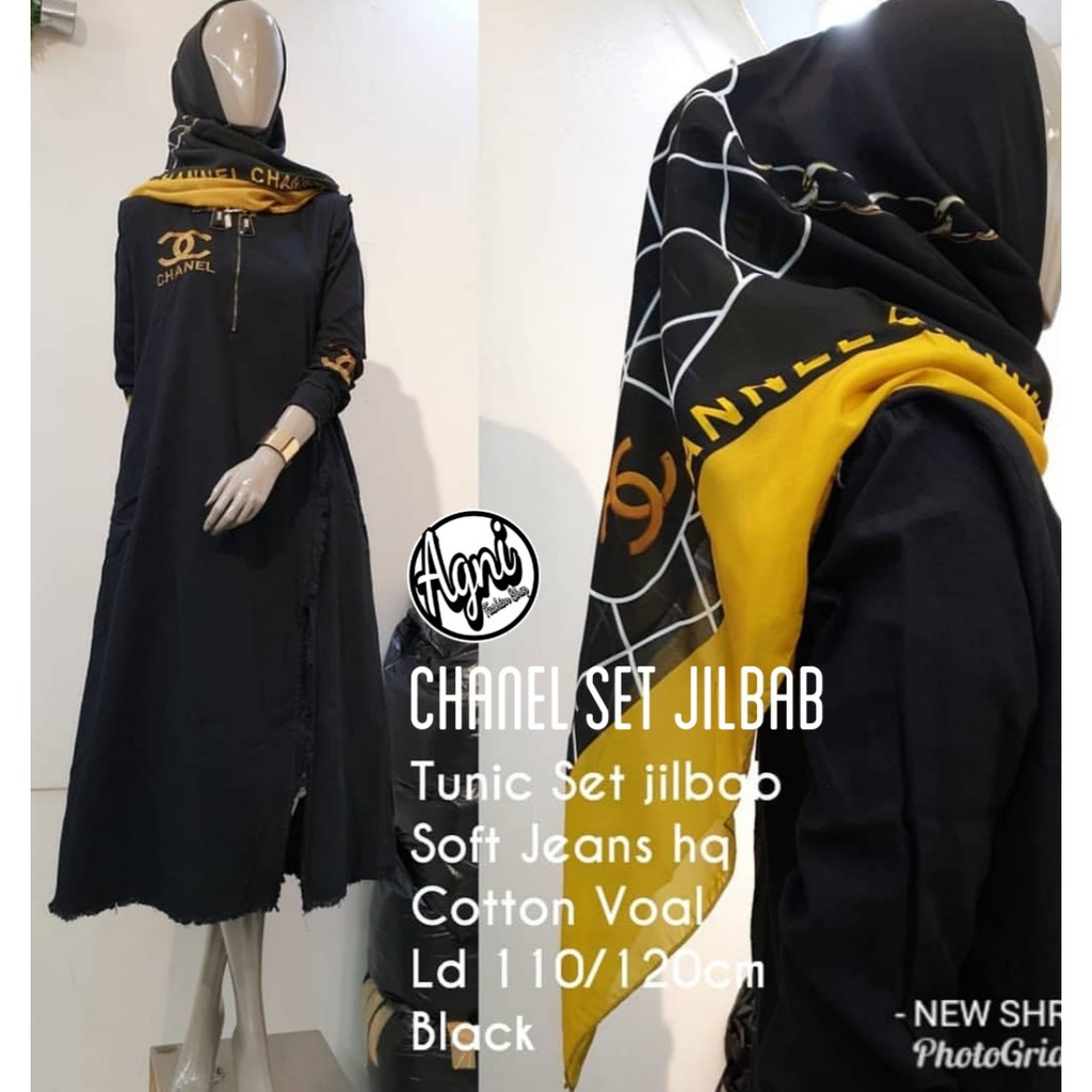 setelan wanita chanel set jilbab