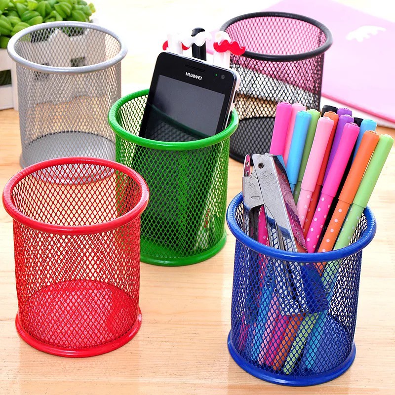 BRGUNIK Tempat Pulpen Alat Tulis Besi Jaring Pen Holder Meja Desk Organizer Kotak Pensil R010