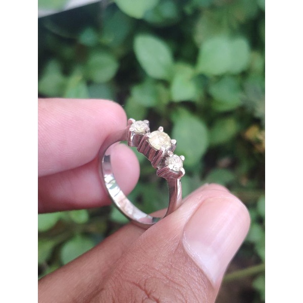 cincin berlian asli silver fashion wanita mata tiga