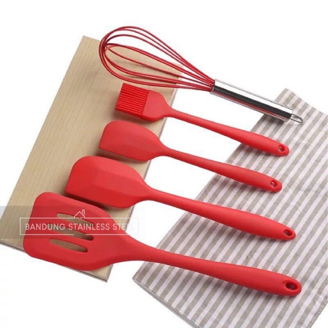 silikon set 5 pcs Kitchen Silicone Pastry 5in1 spatula kuas baking utensil alat masak