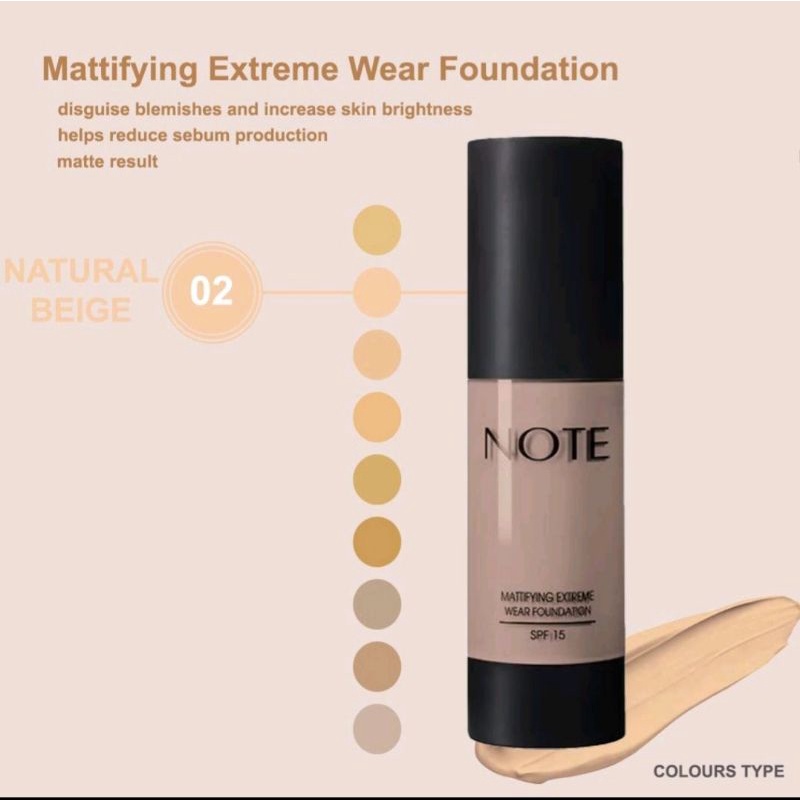 NOTE COSMETICS Mattifying Extreme Wear Foundation SPF 15 - 02 Natural Beige 35ml