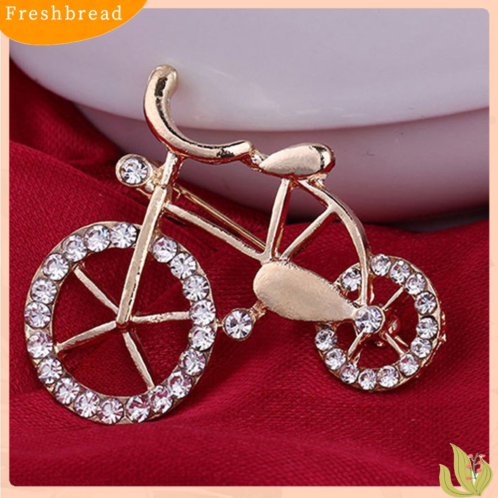 [ TERLARIS]Fashion Alloy Rhinestone Inlaid Bicycle Brooch Pin Badge Decor Jewelry Gift