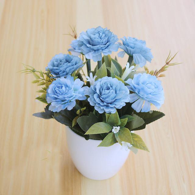 COD BUNGA PLASTIK BUNGA PAJANGAN IMITASI BUNGA ARTIFISIAL BUNGA MAWAR PEONY TANAMAN HIAS BP8838-BIRU