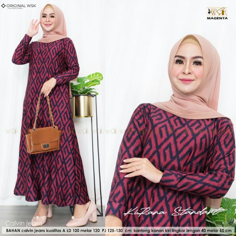Gamis Wanita Muslim Kirana Bahan Calvin Jeans