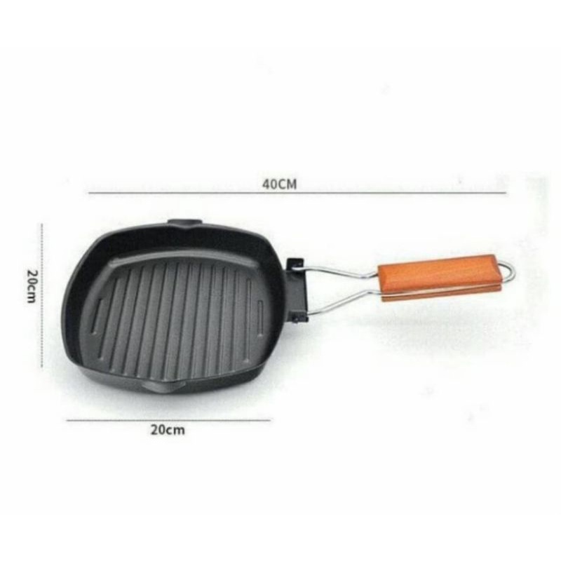 square grill pan 20cm / wajan panggangan lipat / teflon panggangan bbq 20cm