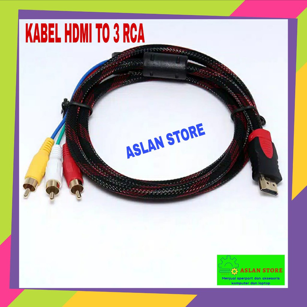 HDMI Male to 3 RCA AV Cable Lead 1080P HD Convert Line For TV HDTV 1.5 Meter