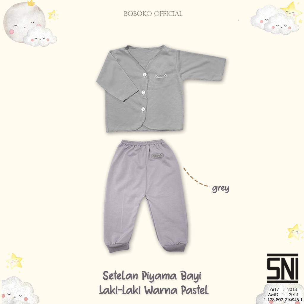 BOBOKO SETELAN BAYI ANAK LAKI-LAKI WARNA PASTEL 0-3 bulan