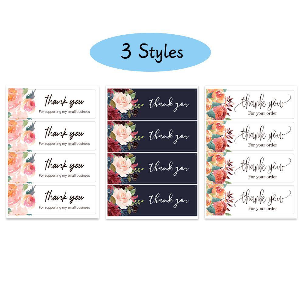 Suyo 100pcs / Kantong Stiker Label Thank You Motif Bunga Untuk Bisnis / Scrapbook