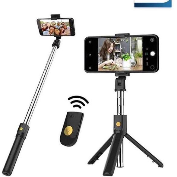 ㅞ K07 SELFIE STICK TONGSIS WITH BLUETOOTH TRIPOD STANDING IOS ANDOROID ぽ