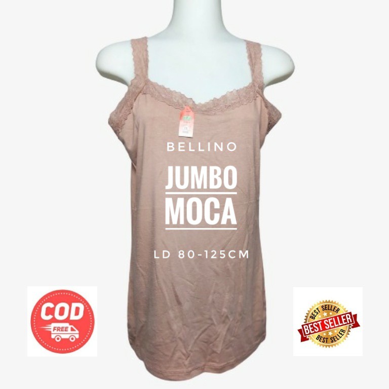 Camisol Tank Top Jumbo Renda Fit to XXL Viorano Super Soft Tanktop Jumbo Wanita Viorano Tangtop Adem-mocca